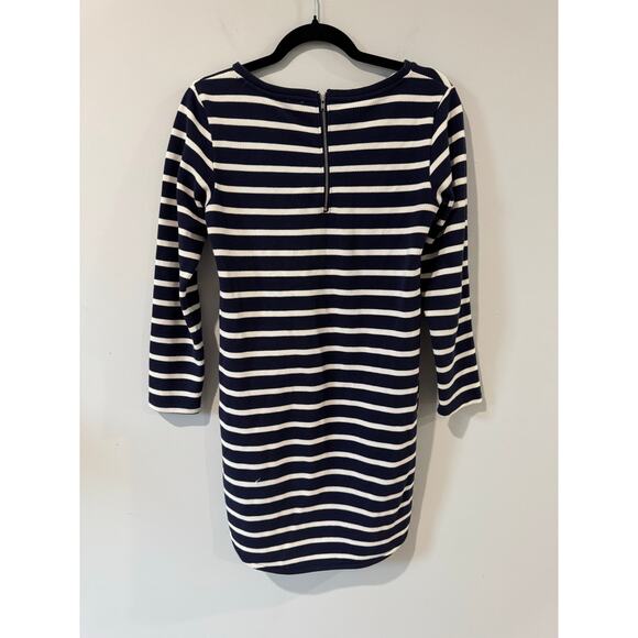 Levi’s Navy & White Long-Sleeve Striped Mini Dress Size Small Stretch Knit Dress - Picture 3 of 4